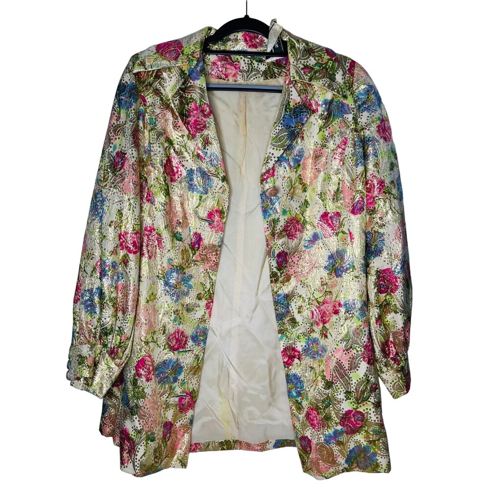 Vintage Nieman Marcus silver key gold floral jacket
